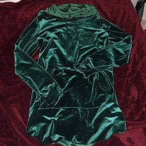 green velvet hoodie dress